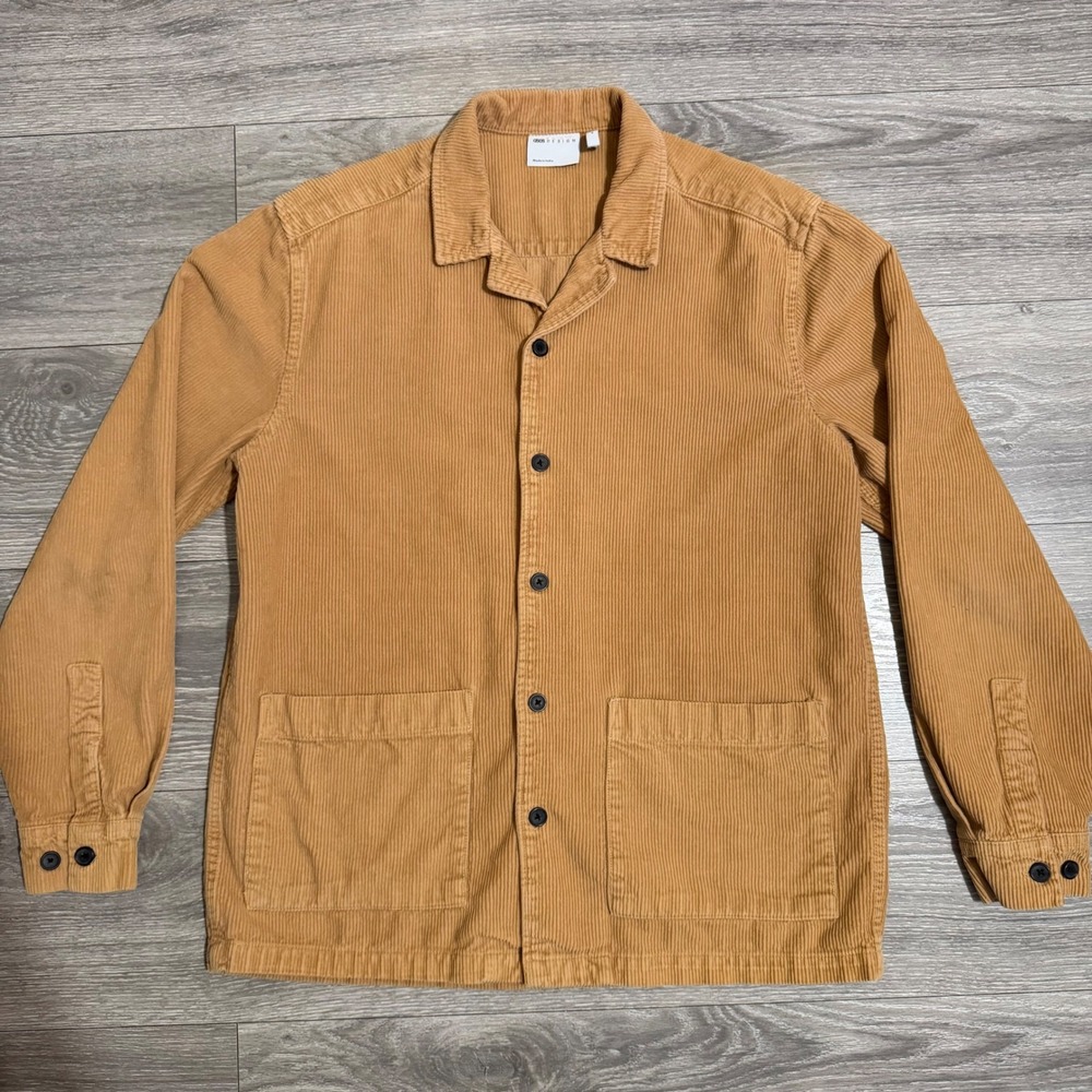 ASOS DESIGN Mens Corduroy Chore Jacket M‎ Tan Brown 100% Cotton Overshirt